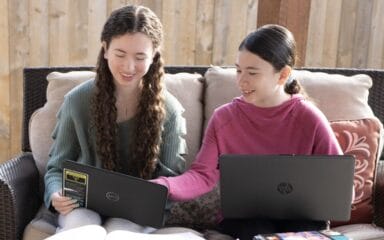 girls talking and studying