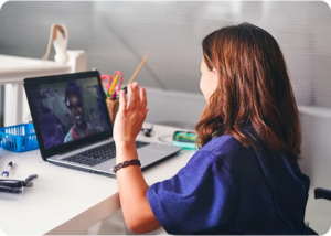 Student attending to an online class