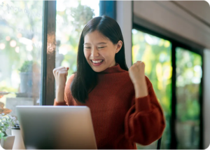Student wearing a red sweater