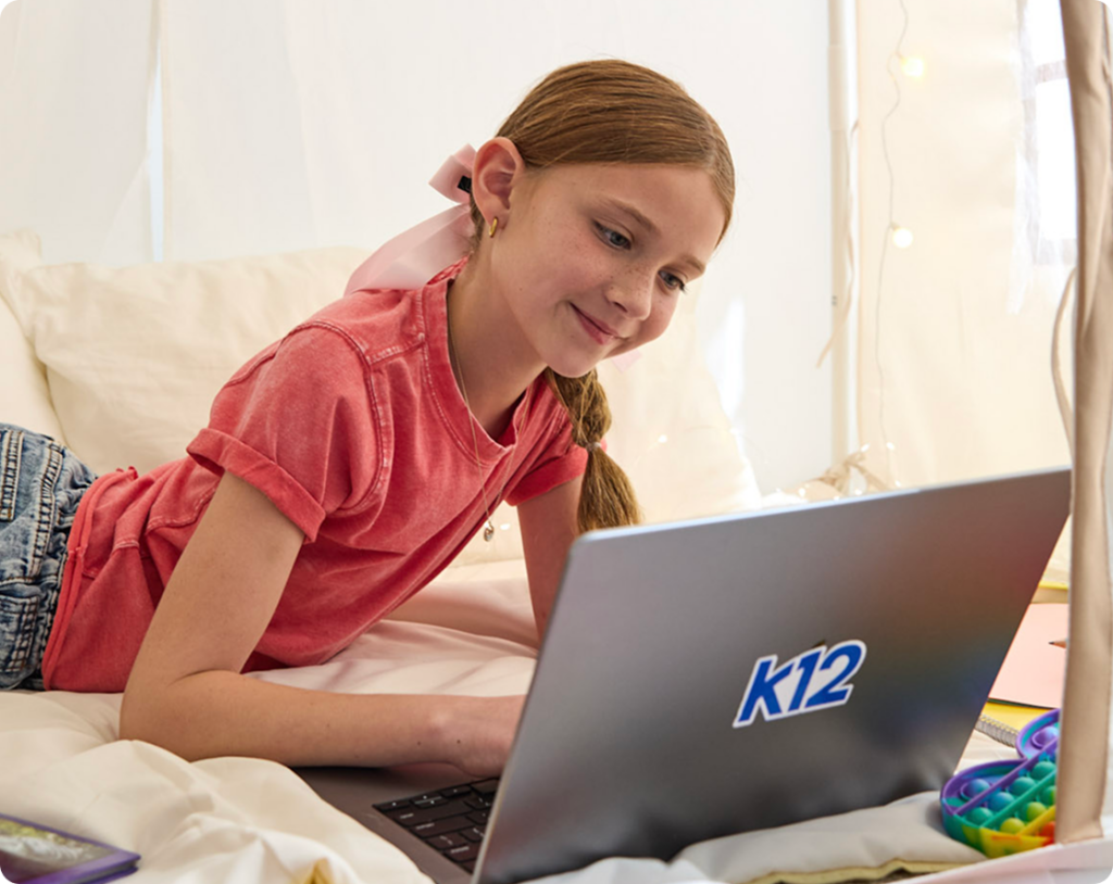 Student working with her laptop