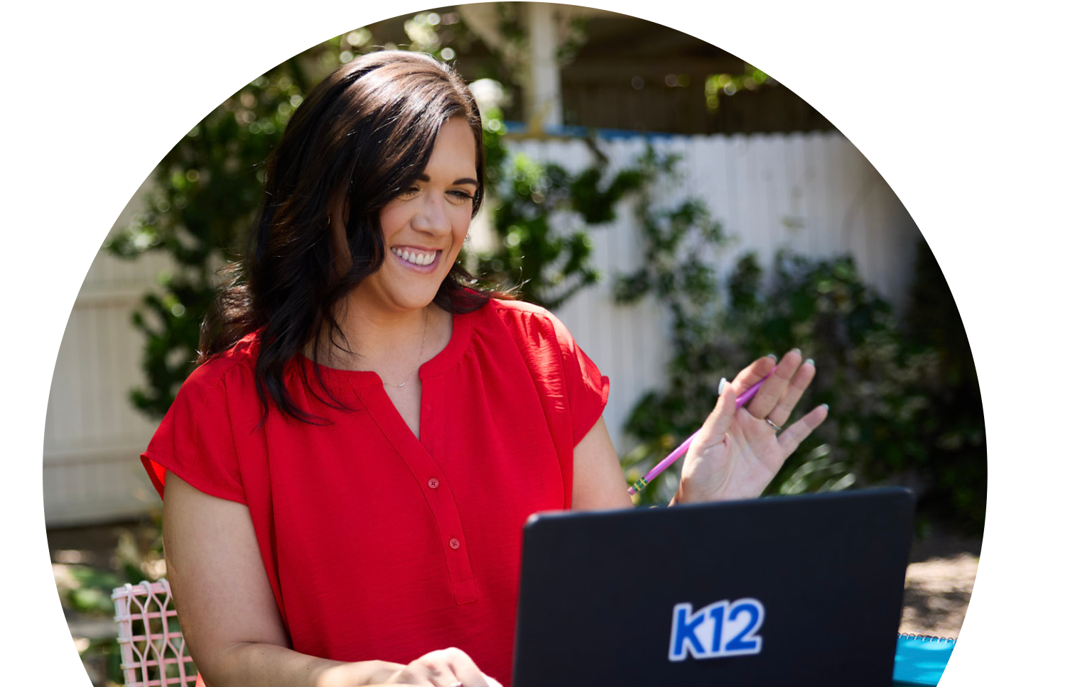 Teacher working with her laptop